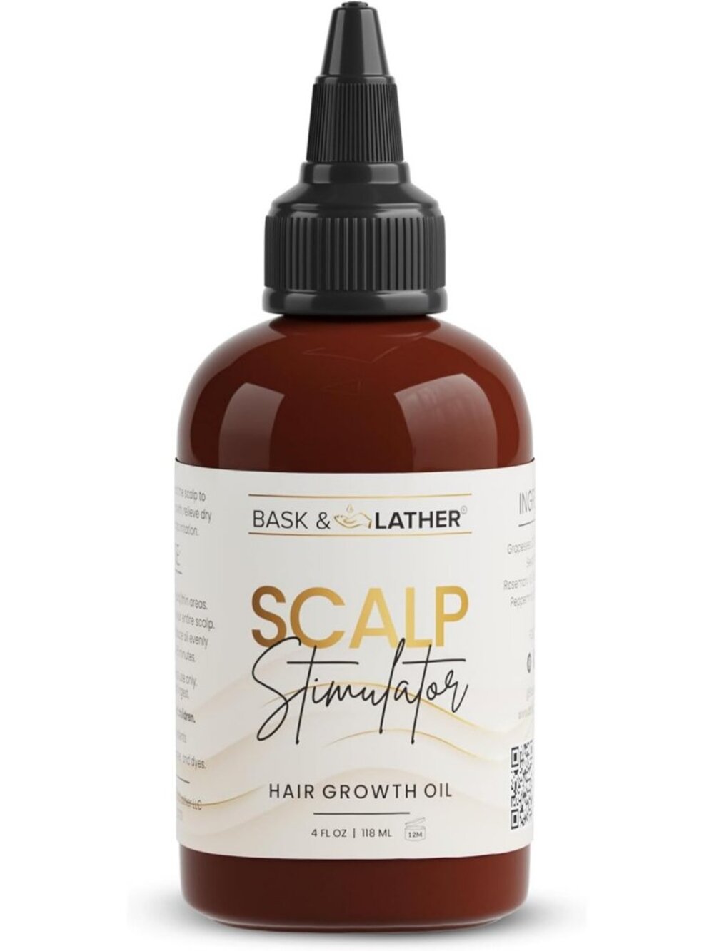 BASK & LATHERScalp Stimulator Hair Growth Oil, Cold Pressed Mint and Rosemary